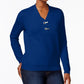 Karen Scott Women's Cotton Toggle Henley Sweater Blue Size Petite Medium