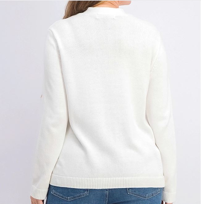 Karen Scott Women's Cotton Toggle Henley Sweater White Size Petite Small