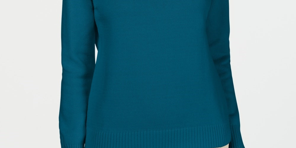 Karen Scott Women's Cotton Zip Neck Sweater Green Size X-Small