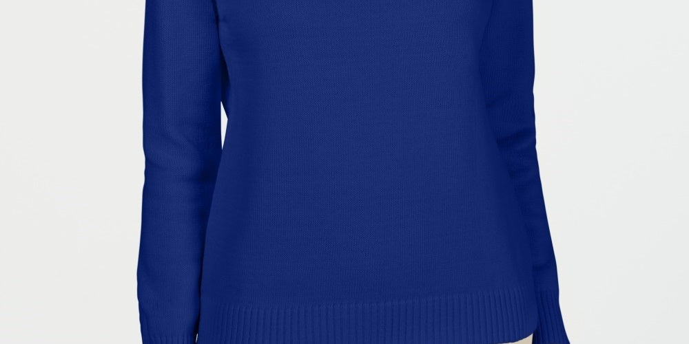 Karen Scott Women's Cotton Mock Neck Pullover Blue Size Petite Small
