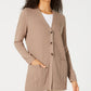 Karen Scott Women's Mixed-Stitch Button-Front Cardigan Brown Size X-Small