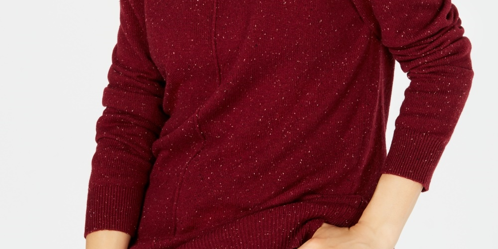 Karen Scott Women's Mock Neck Shimmer Sweater Red Size Small