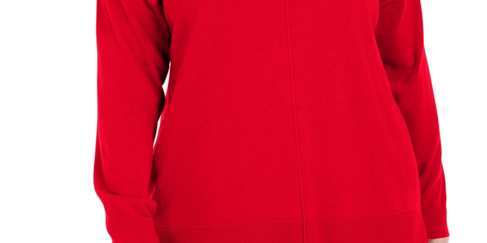 Karen Scott Women's Plus Size Cotton Mock-Neck Sweater Red Size 2X