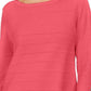 Karen Scott Women's Ribbed 3/4 Sleeve Sweater Orange Size Medium