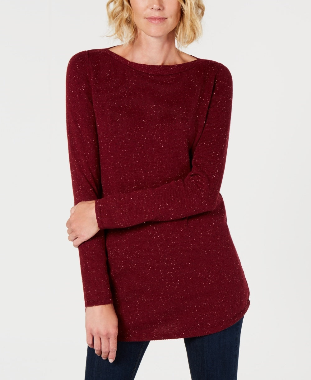 Karen Scott Women's Textured Tunic Sweater Red Size X-Small