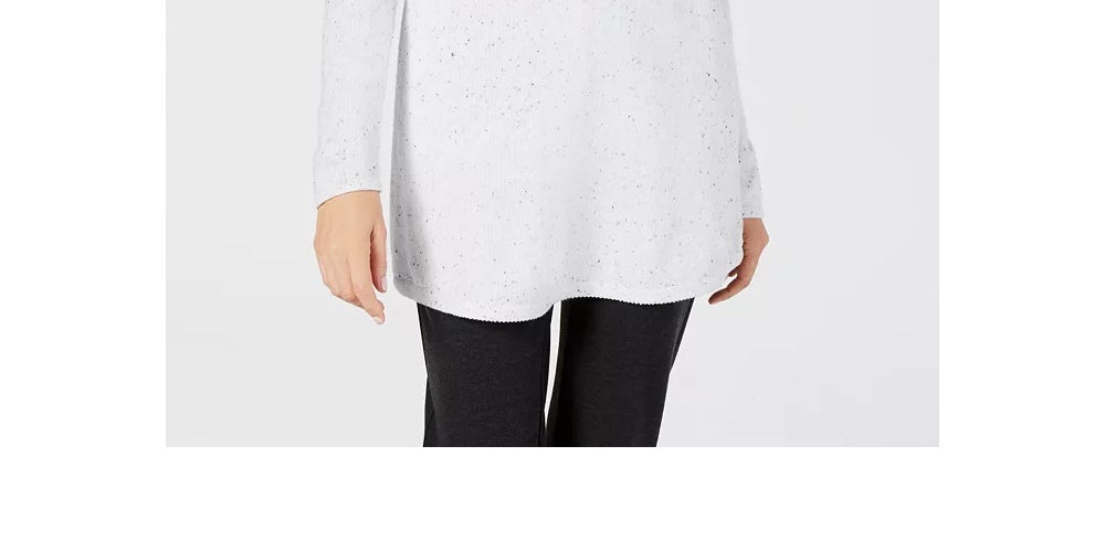 Karen Scott Women's Petite Curved-Hem Tunic Sweater Dark Beige Size Medium