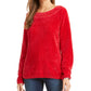 Karen Scott Women's Boat-Neck Chenille Sweater  Bright Red Size X-Small