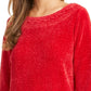 Karen Scott Women's Boat-Neck Chenille Sweater  Bright Red Size X-Small