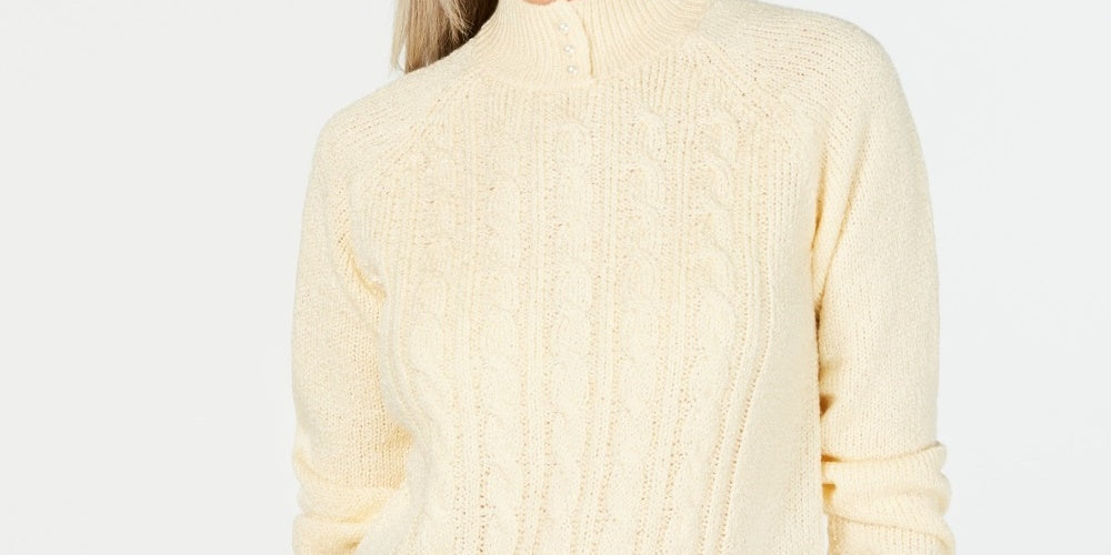 Karen Scott Women's Petite Cable-Knit Sweater Yellow Petite Small