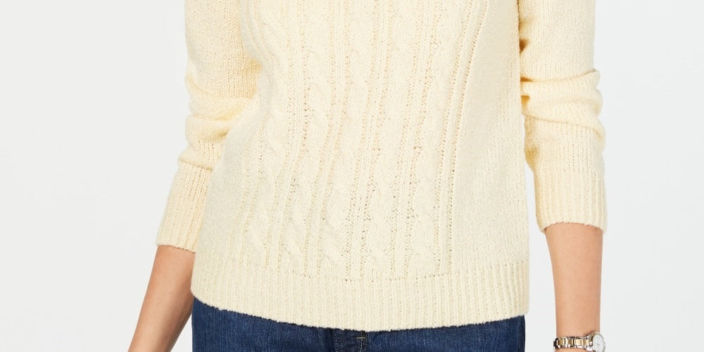 Karen Scott Women's Petite Cable-Knit Sweater Yellow Petite Small