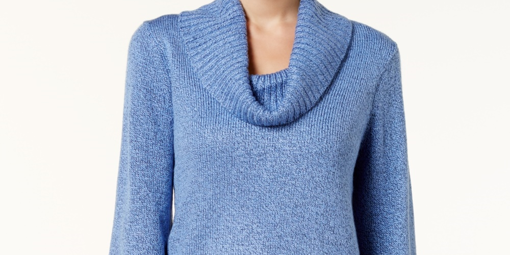 Karen Scott Women's Cowlneck Tunic Blue Size X-Small