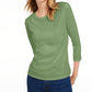 Maison Jules Women's 3/4 Sleeve Solid T Shirt Green Size Medium