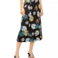 Alfani Women's Floral-Print Faux-Wrap Skirt Black Size 8