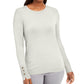 JM Collection Women's Button Cuff Crewneck Sweater White Size Large