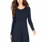 Style & Co Women's Ribbed-Knit Sweater Dress Navy Size Small