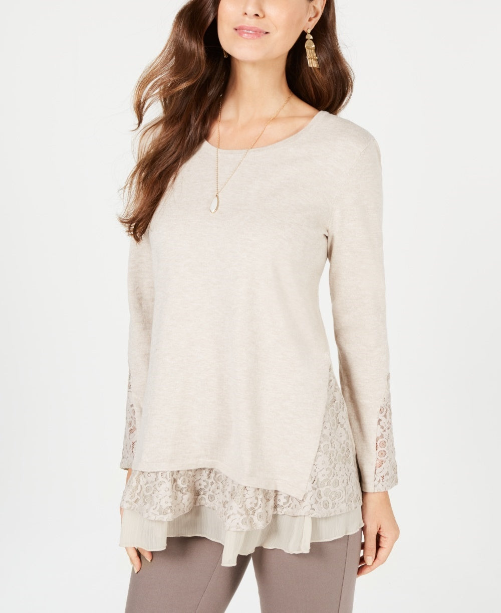 Style & Co Women's Layered-Look Tunic Beige Size X-Small