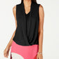 Alfani Women's Petite Sleeveless Draped-Front Top Black Size Petite Small