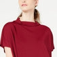 Alfani Women's Mock Neck Short Sleeve Top Wine Size Small