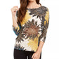 Alfani Women's Printed Boat-Neck Top Navy Size Petite Small