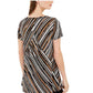 Alfani Women's Striped Asymmetrical Top Black Size X-Small