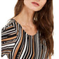 Alfani Women's Striped Asymmetrical Top Black Size X-Small