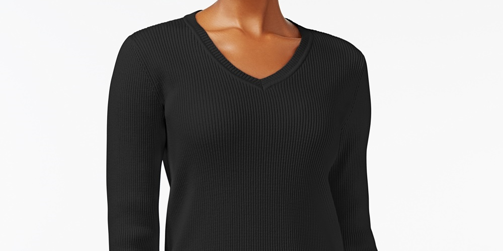 Karen Scott Women's Mock Neck Sweater Black Size Petite Large
