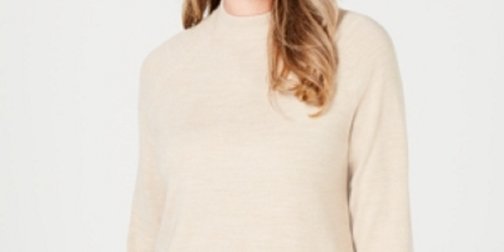 Karen Scott Women's Beige Long Sleeve Crew Neck Top Beige Petite Small