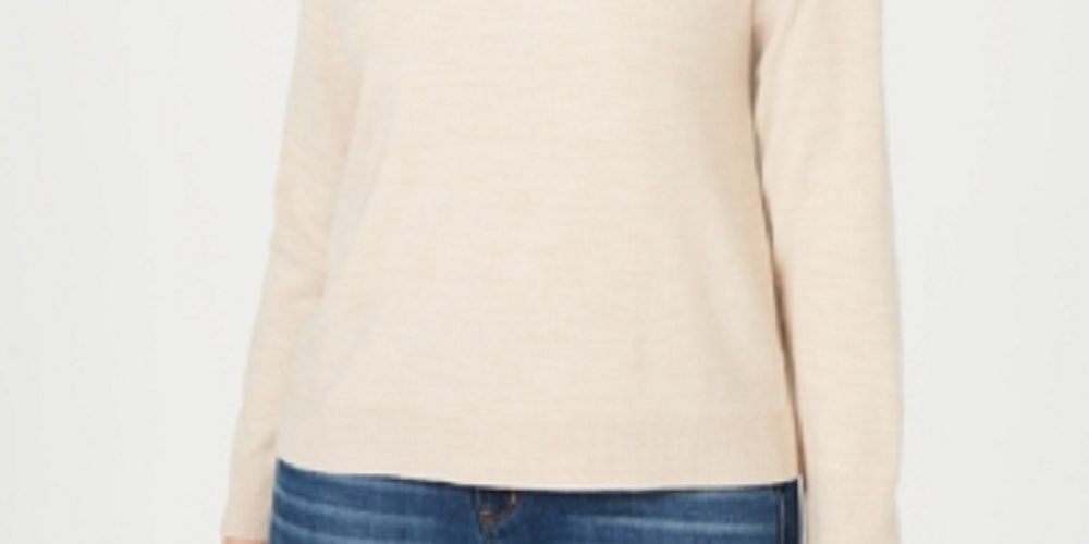 Karen Scott Women's Beige Long Sleeve Crew Neck Top Beige Petite Small