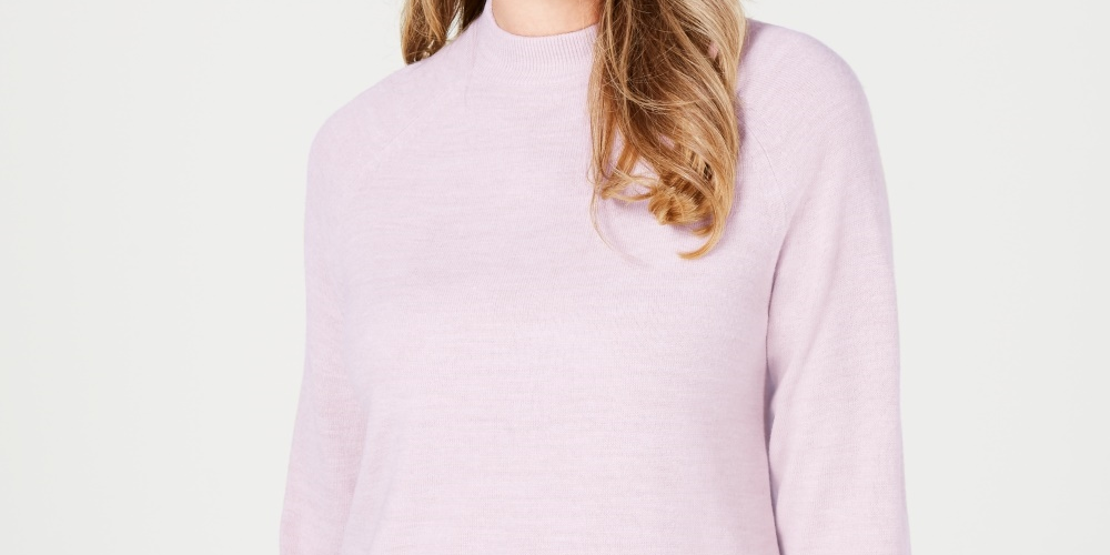 Karen Scott Women's Mock-Neck Sweater Pink Size Petite Small
