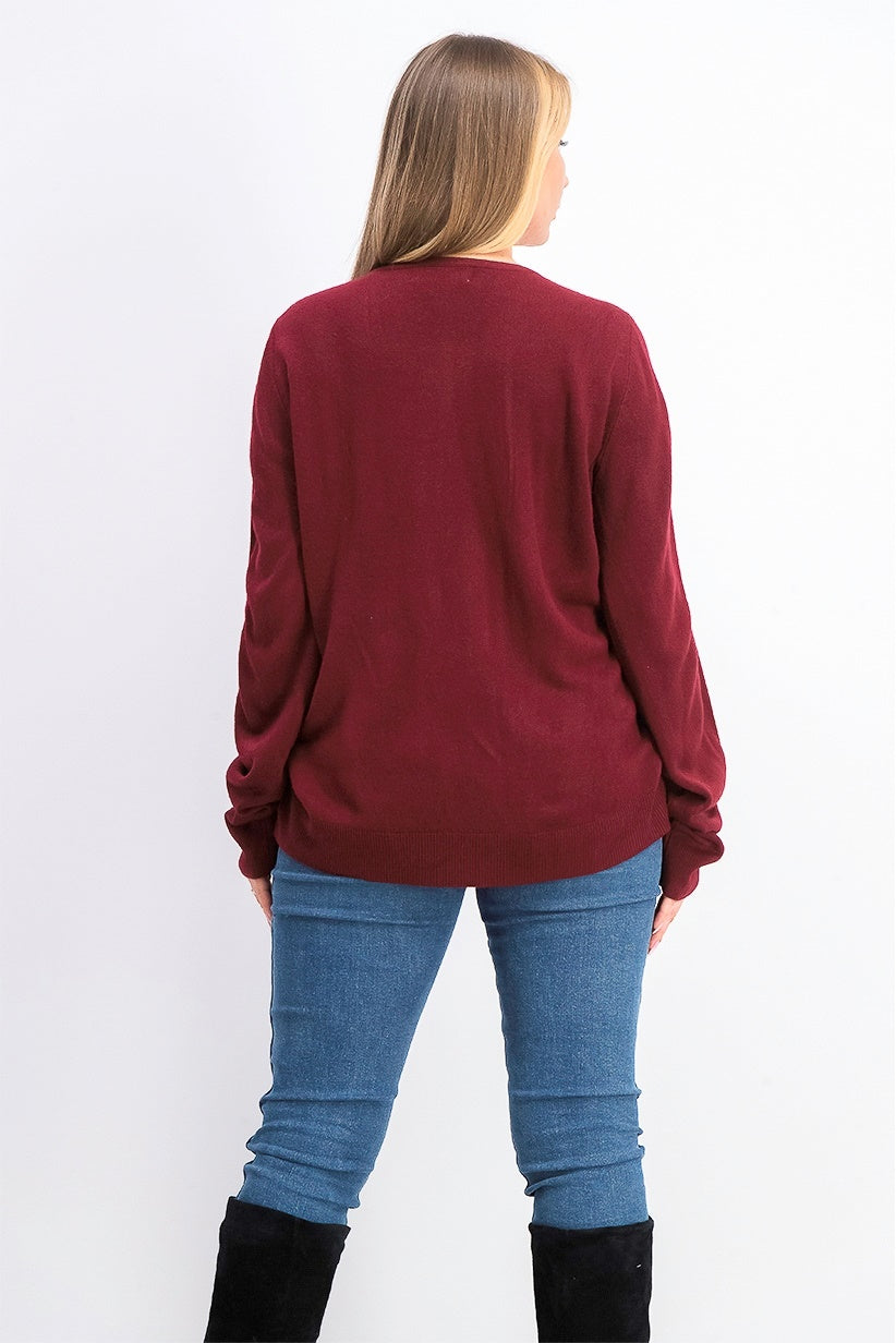 Karen Scott Women's Textured-Stripe Sweater Red Size Small
