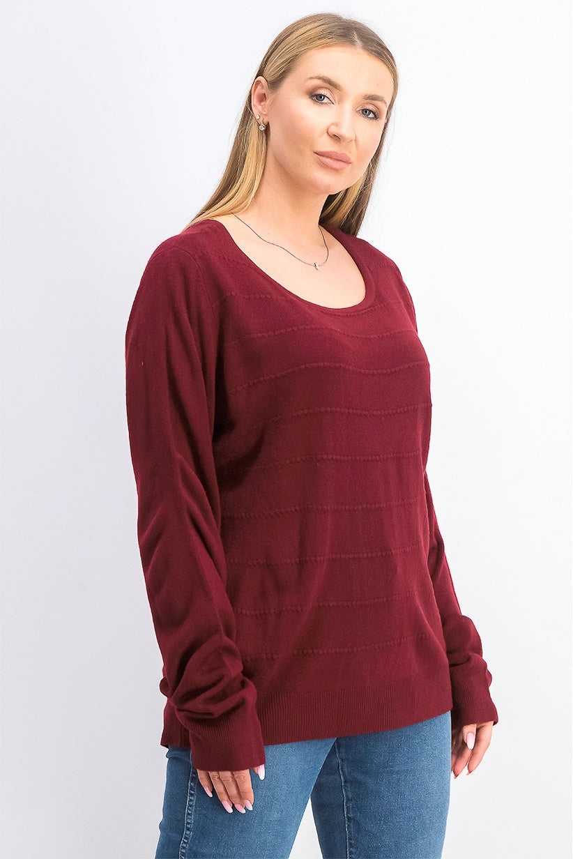 Karen Scott Women's Textured-Stripe Sweater Red Size Small