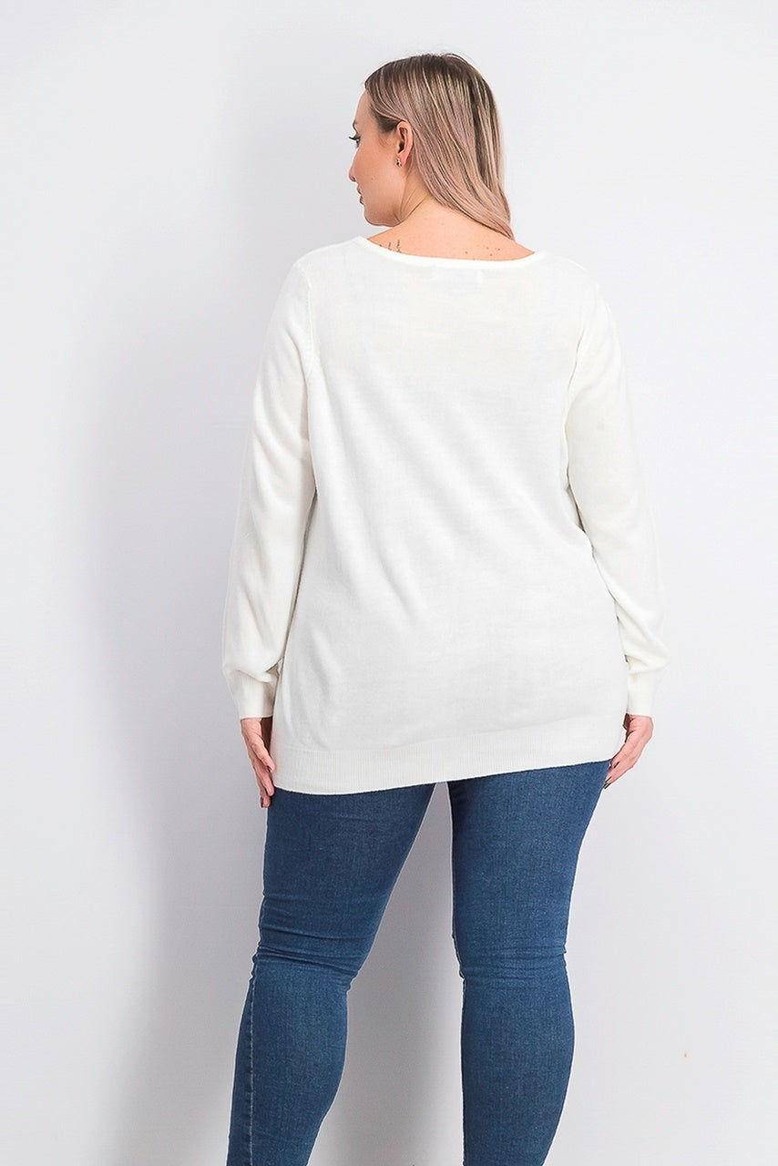 Karen Scott Women's Textured Stripe Sweater White Size X-Large