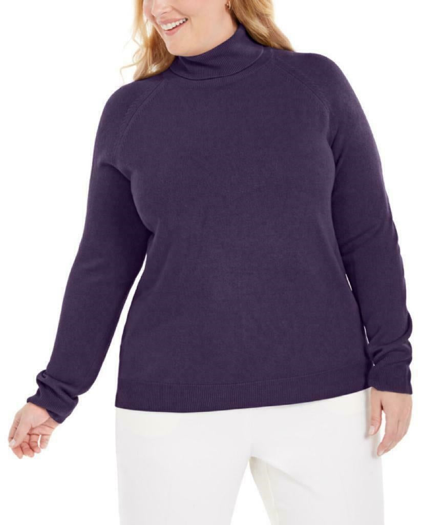 Karen Scott Women's Turtleneck Luxsoft Sweater Navy Size 1X