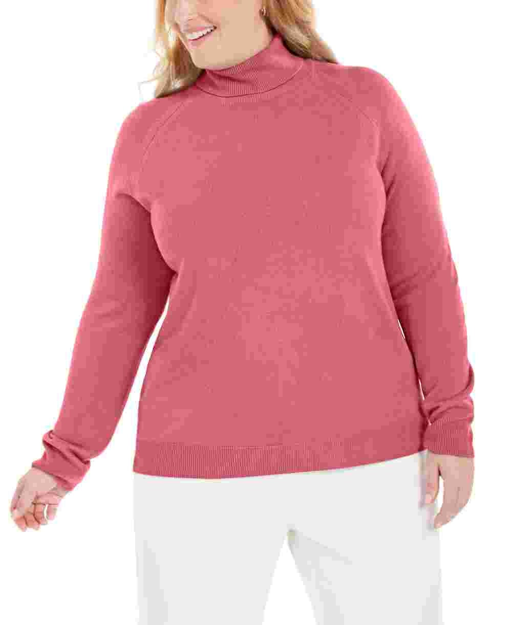 Karen Scott Women's Turtleneck Luxsoft Sweater Pink Size 2X