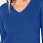 Karen Scott Women's V Neck Sweater Navy Size Medium