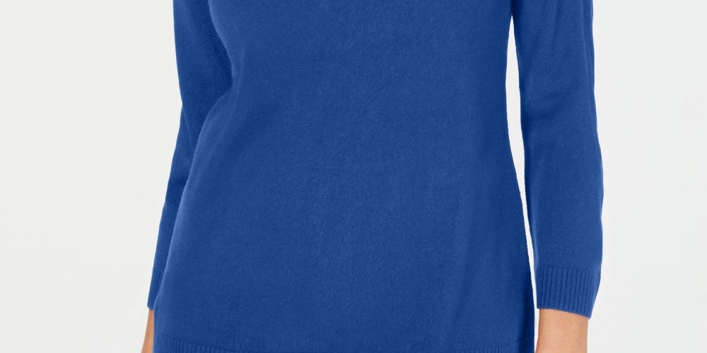 Karen Scott Women's V Neck Sweater Navy Size Medium