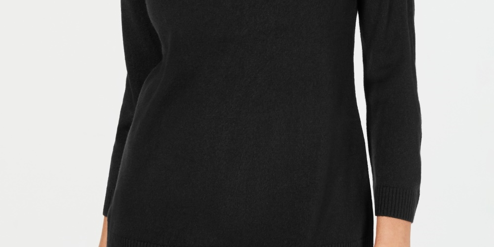 Karen Scott Women's V Neck Sweater Black Size Petite Large
