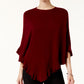 Karen Scott Women's Asymmetric Ruffled Poncho Red Size Small