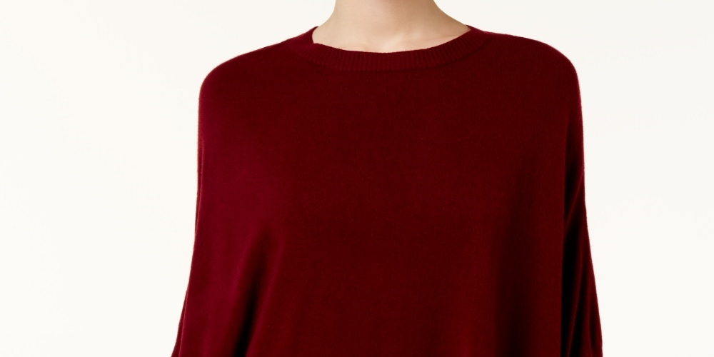 Karen Scott Women's Asymmetric Ruffled Poncho Red Size Small