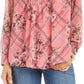 Charter Club Women's Printed Split Neck Top Pink Size Medium