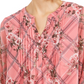 Charter Club Women's Mixed Print Split Neck Top Pink Size X-Large