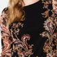 Charter Club Women's Floral Print Mesh Top Black Size Small
