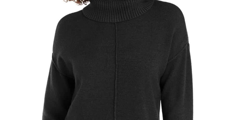 Alfani Women's Dropped-Shoulder Turtleneck  Green Size Small
