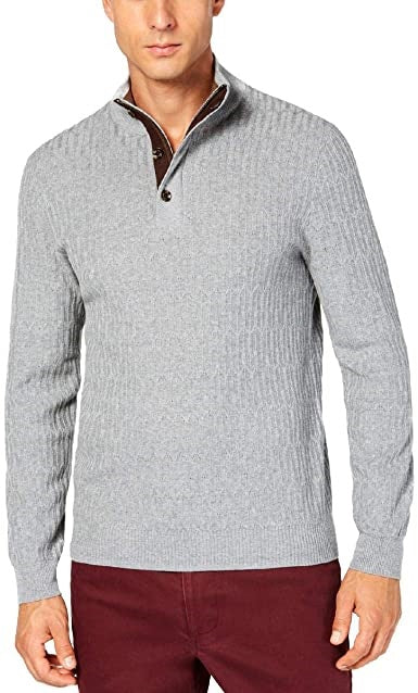 Tasso Elba Men's Check Sweater Grey Size Small
