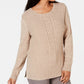Karen Scott Women's Cable Knit Panel Sweater Brown Size Small