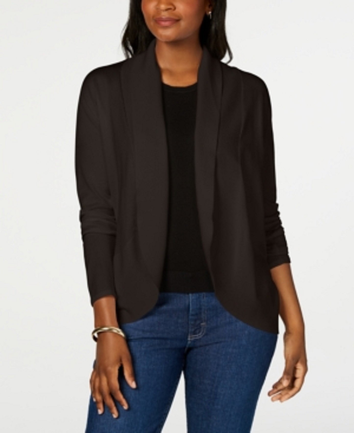 Karen Scott Women's Open-Front Cardigan Dark Beige Size X-Large
