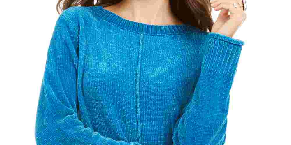 Style & Co Women's Chenille Sweater Blue Size Petite Medium