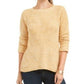 Style & Co Women's Textured Heather Long Sleeve Jewel Neck Sweater Gold Size Petite X-Large