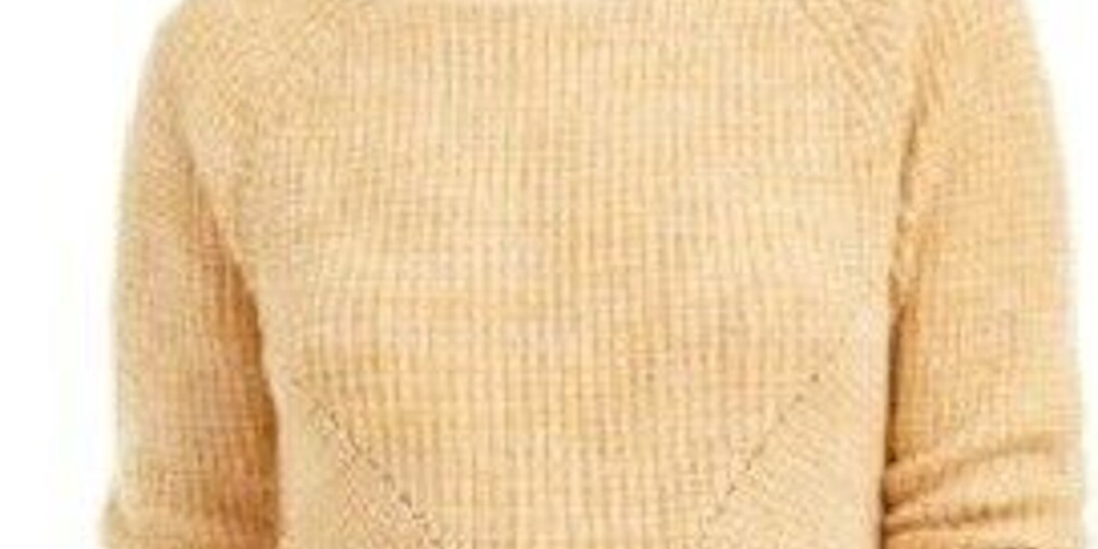 Style & Co Women's Textured Heather Long Sleeve Jewel Neck Sweater Gold Size Petite X-Large