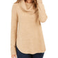 Style & Co Women's Cowl Neck Waffle Knit Sweater  Beige Size XX-Large